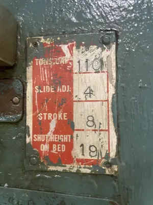 110 TON BLISS MODEL #C-110 OBI PRESS, 8" STROKE: STOCK #15336