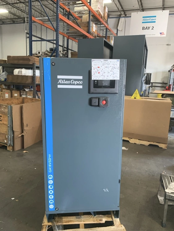 Used 2024 ATLAS COPCO GA18VSD FF Rotary Screw & Sliding Vane Air Compressors North Carolina US | Revelation Machinery #685273