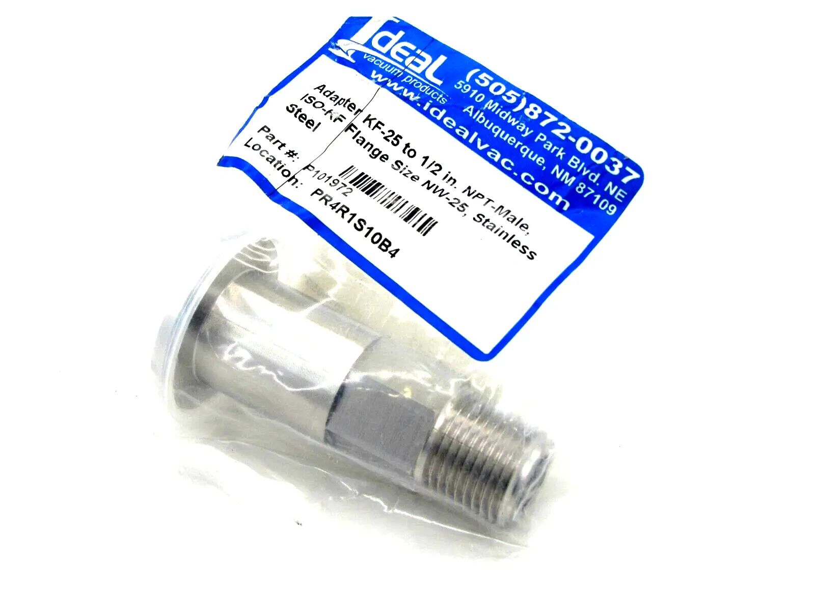 NEW IDEAL VACUUM P101972 KF-25 TO 1/2IN. NPT-MALE FLAGE SIZE NW-25 KF25-1/2