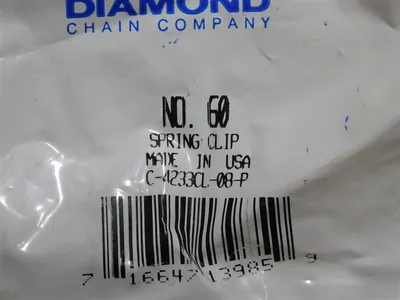 Lot of 44 Diamond Chain Company No. 60 Spring Clips C-4233CL-08-P New