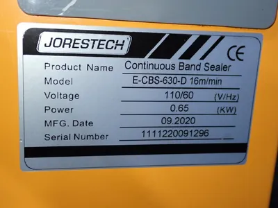 Used JORESTECH ECBS630D Sealers Ohio US | HGR 24 #750836