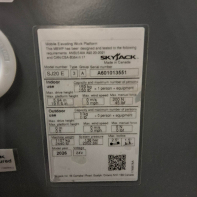 NEW 2026 Skyjack SJ20