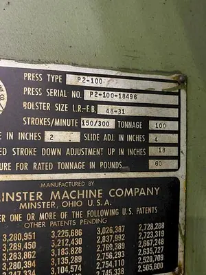 USED 1969 MINSTER P2-100