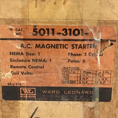 NEW Ward Leonard Electric 3101-21