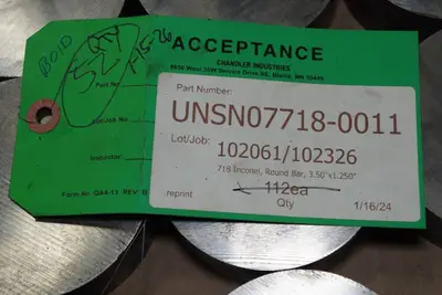 *4* 718 Inconel Round Bar Slabs - 3.50" x 1.25"