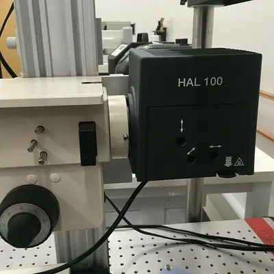 CARL ZEISS MICROSCOPE AXIOTECH VARIO 100HD WITH KONICA MINOLTA SPECTROPHOTOMETER