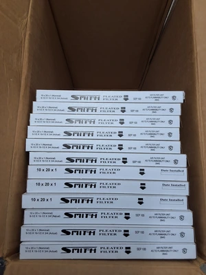 SMITH PLEATED FILTER 10x20x1 - LOT OF 12- BRAND NEW