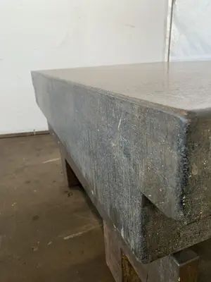 48" X 72" X 10" MICRO-FLAT GRANITE SURFACE PLATE W/ STARRETT BASE. STOCK # 1170823.