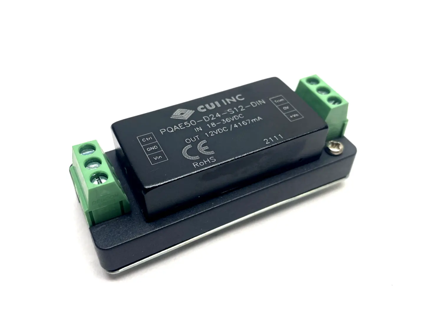 PQAE50-D24-S12-DIN | CUI  DC/DC Din Rail Power Supply 18-36VDC In 12VDC 50W Out - Used