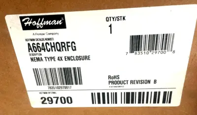 NEW HOFFMAN A664CHQRFG NEMA TYPE 4X ENCLOSURE