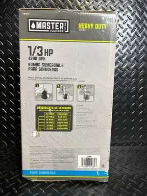 Master Plumber 1/3 HP Submersible Sump Pump - Heavy Duty Series - 4200 GPH