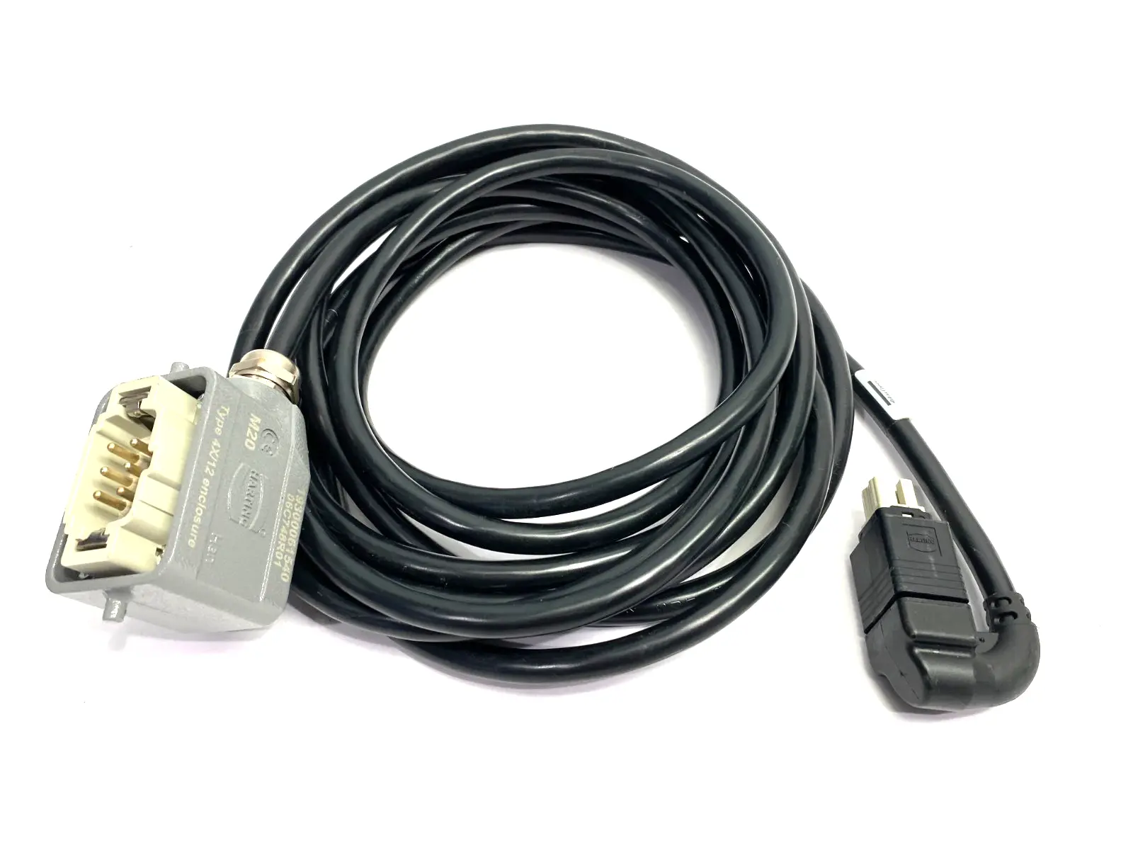 USED ATLAS COPCO POWER CABLE US 250V 5M W/ HARTING 19300061540 HOOD