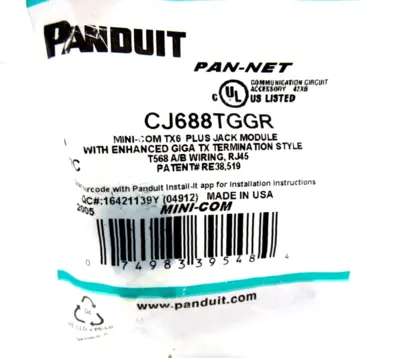 LOT OF 72 NEW PANDUIT CJ688TGGR MINI-COM MODULES