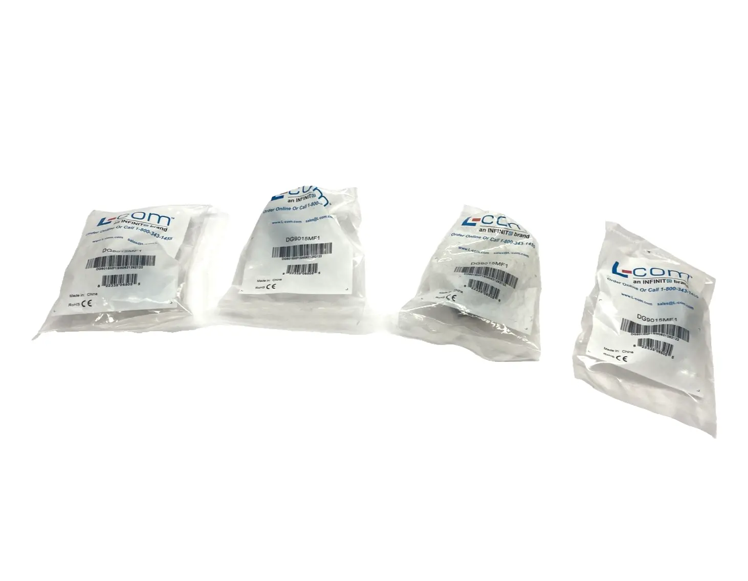 DG9015MF1 | L-Com   Low Profile Right Angle Adapter, DB15 Male To Female LOT OF 4 - New