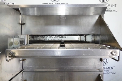 MIDDLEBY MARSHALL DOUBLE STACK PROPANE GAS SPLIT BELT PIZZA CONVEYOR OVEN MODEL PS636G (L TO R)