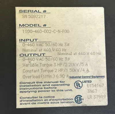Used WESTINGHOUSE 1100-460-002-C-N-F00 Misc Electrical & Power Parts | Surplus Asset Holdings #1218775