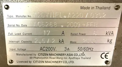 Used 2009 CITIZEN A20VIIPL Swiss Type Automatic Screw Machines Illinois US | Aucto #1333531