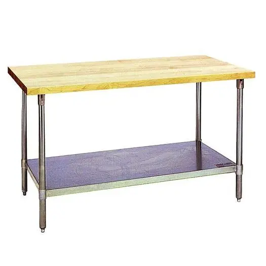 Wood top work table with galvanized undershelf