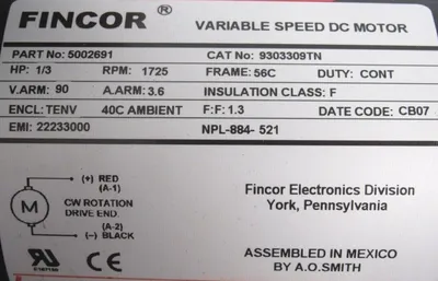 NEW FINCOR/BOSTON GEAR F715E-50K-B5-G1 GEARMOTOR 50:1 5002691 1/3HP 1725RPM 56C