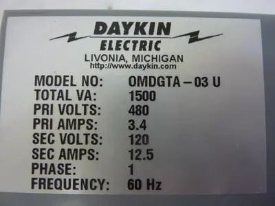 Used DAYKIN OMDGTA-03U Transformers Michigan US | Ideal Machinery #1275300