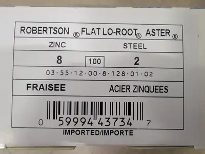#8 x 2" Flat Head Screw (Box of 100)