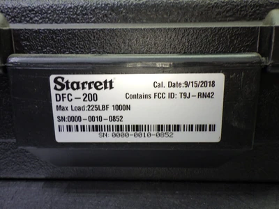 Starrett 200 lbf  Â±0.1% Load Cell Capacity Digital Force Gage DFC-200 (LOC1088B)