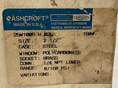 New | in-Stock ASHCROFT 25W1005-H-02B-160# Universal Pressure Meters | Surplus Asset Holdings #1217331