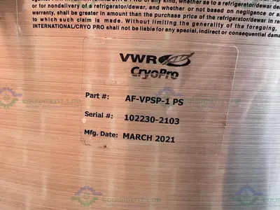 USED VWR AF-VPSP-1 PS CRYOPRO LIQUID NITROGEN CRYOGENIC STORAGE TANK MFG 2021