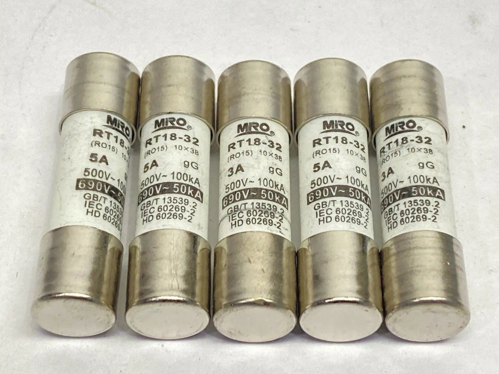 RT 1.8-32 | MIRO  Fuses 5A 500V/690V LOT OF 5 - New