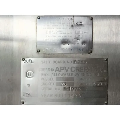 Used APV Crepaco Stainless Steel Jacketed Sweep Scraper Mix Tank - 400 Gallon