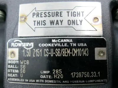 NEW 1-1/2" 150# McCanna Flowserve WCB 1.50 Z151CS-U-S6/8EM-CM10143 Ball Valve F8