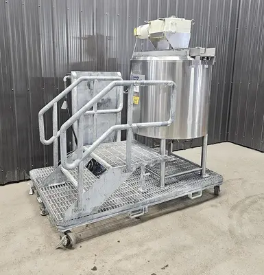 Used 100 Gallon Jacketed Tank (Kettle), With Scrape Agitation, 304 Stainless Steel