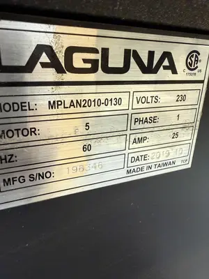 2019 Laguna Planer Model MPLAN2010-0130 Single Phase, 5 HP