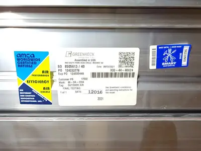 New | in-Stock 2021 GREENHECK ICD-44-40X24 Parts (Hydraulics and Pneumatics) British Columbia CA | Lenmark #913453