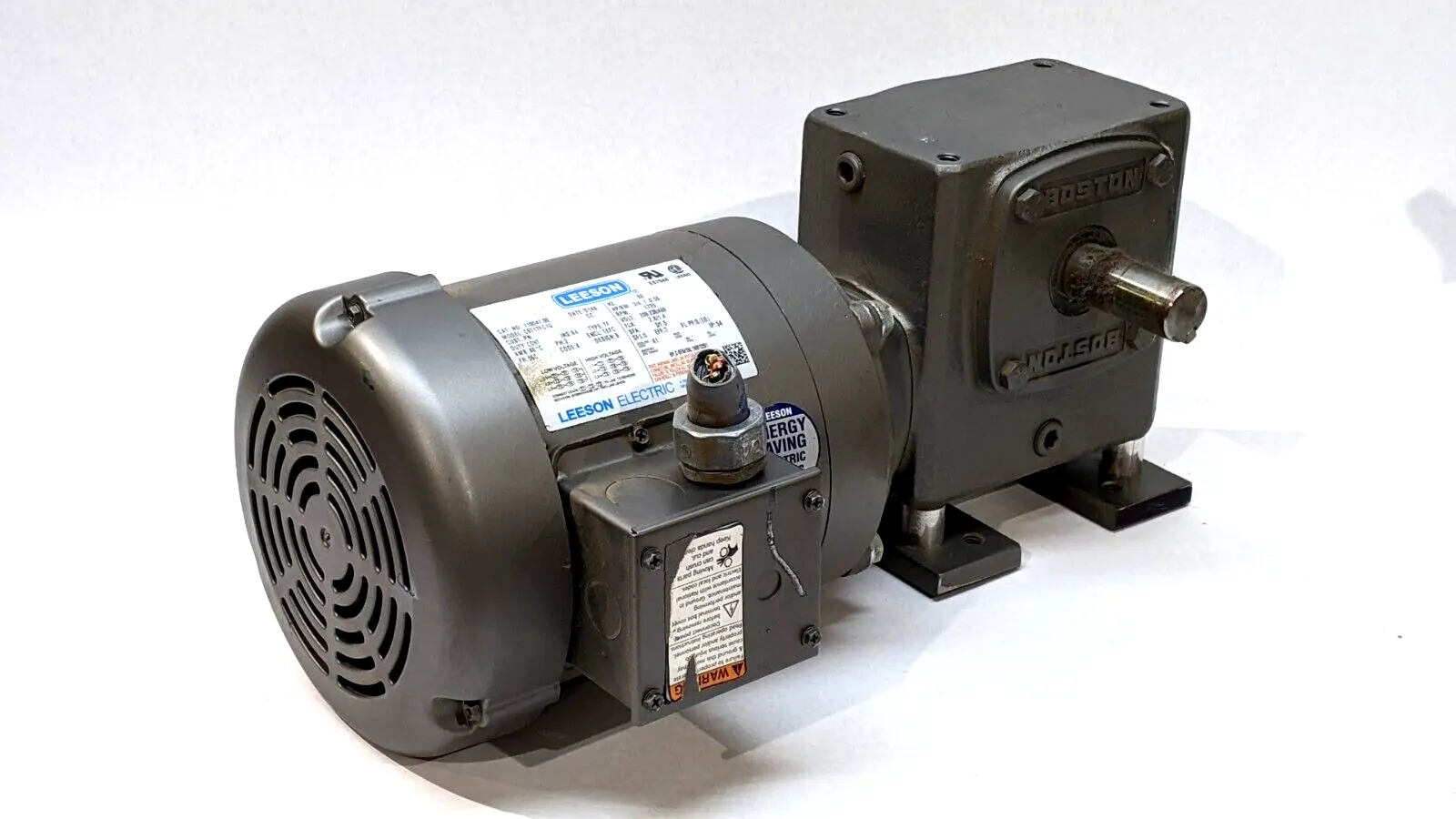 110047.00,F721B-40K-B5-G | Leeson 110047.00 Electric Motor w/Boston Gear F721B-40K-B5-G Speed Reducer - Used