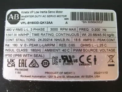 New | in-Stock Allen-Bradley VPL-B1653D-QK12AA Motor Control Parts New Hampshire US | Bitter End Trading #1452830