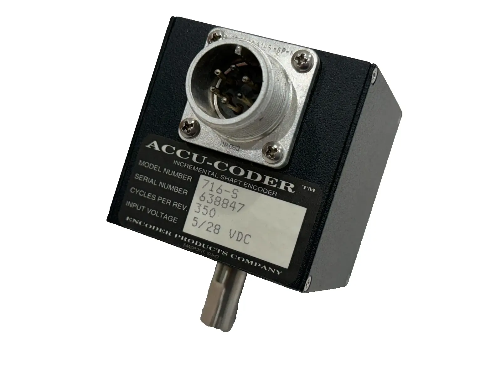 NEW ACCU-CODER 716-S INCREMENTAL SHAFT ENCODER 5/28VDC 350CYCLES PER REV 716S