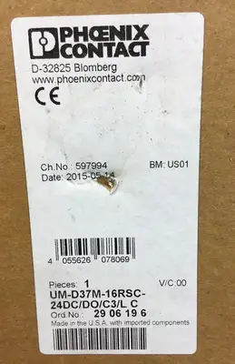 Used PHOENIX CONTACT UM-D37M PLC Processors | Palmetto Automation #1154468
