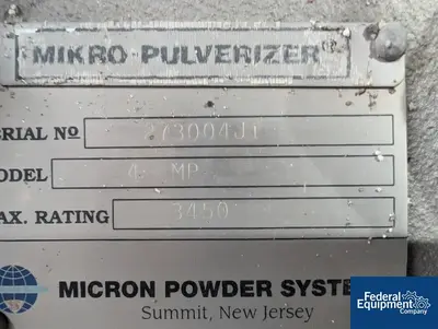 USED Hosokawa Hosokawa Micron Powder Systems Mikro Pulverizer, Model 4MP
