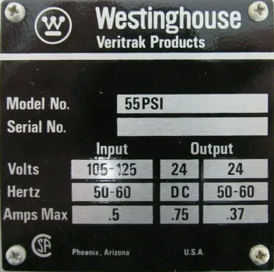 NEW WESTINGHOUSE 55PSI POWER SUPPLY