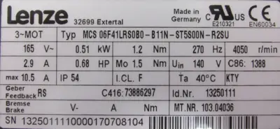 NEW LENZE MCS06F41LRS0B0-B11N-ST5S00N-R2SU MOTOR SERVO