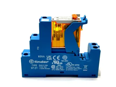 97.01,46.61.8.120.0054 | Finder 97.01 Relay Base w/ 46.61.8.120.0054 Relay 120VAC 16A - New – Open box