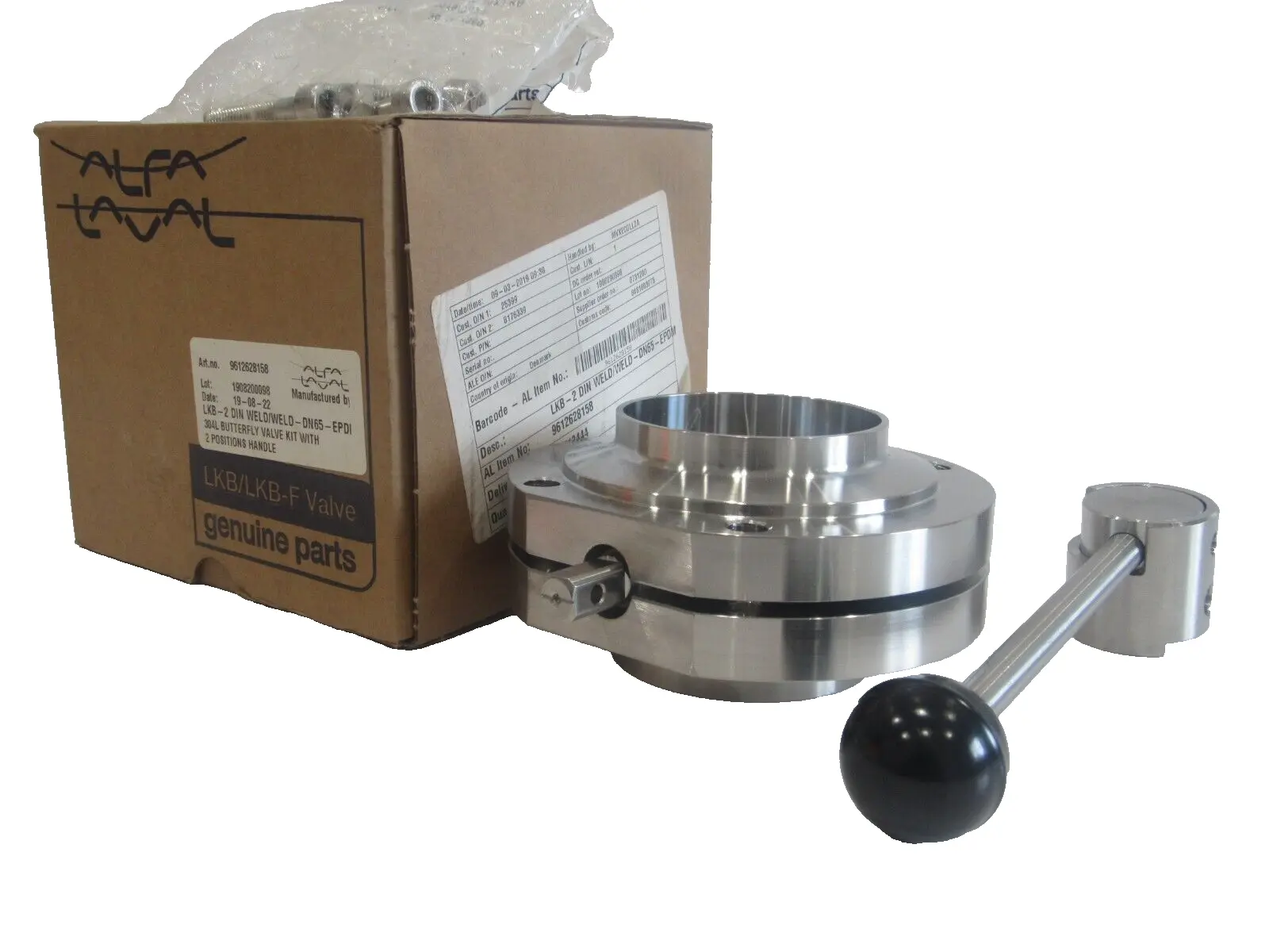 NEW ALFA LAVA LKB-2 WELD/WELD-DN65-EPDI 304L BUTTERFLY VALVE KIT W/HANDLE