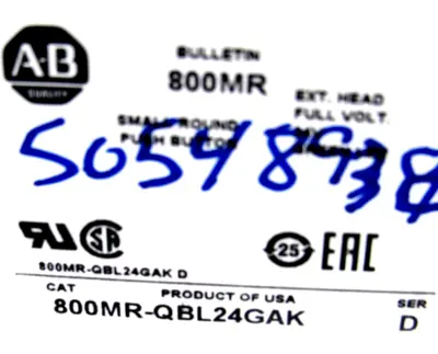 NEW ALLEN BRADLEY 800MR-QBL24GAK PUSHBUTTON SERIES D 800MR-QBL24S 800MRQBL24GAK
