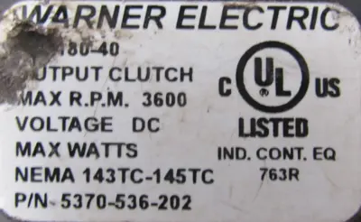 USED WARNER ELECTRIC EM-180-30 INPUT/OUTPUT CLUTCH MODULE EM-180-40