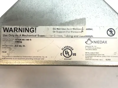New | in-Stock Niedax Metal Cable Tray Fitting Galvanized 60x100mm Electrical Fittings Michigan US | Maverick Industrial Sales #1393028
