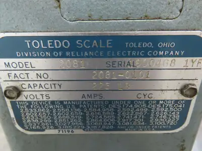 Toledo 2081 Vintage Platform Scale 225 lbs Honest Weight Model 2081