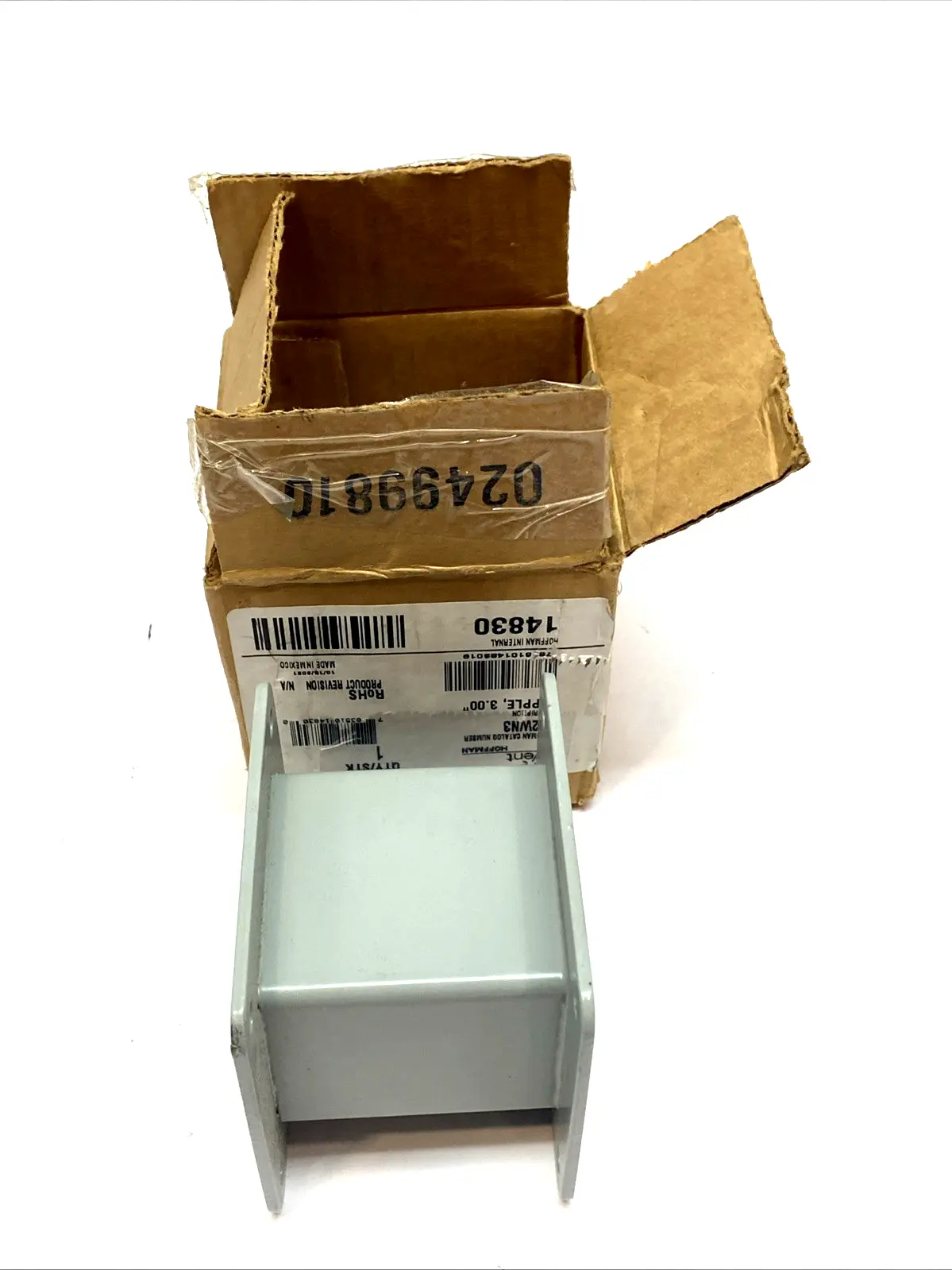 USED HOFFMAN WIREWAY NIPPLE 2.5"X2.5"X3" NEMA 12 GRAY STEEL NO HARDWARE