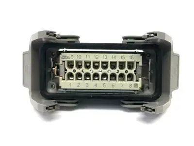 USED HARTING HAN 16 E-F INSERT FEMALE CRIMP W/ 2 LEVER HOUSING