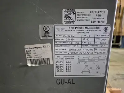 Used REX POWER MAGNETICS BC75J-S/Z Transformers British Columbia CA | Lenmark #1426841